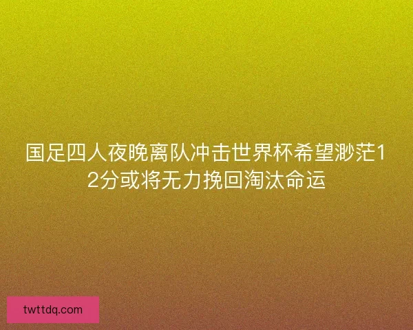 国足四人夜晚离队冲击世界杯希望渺茫12分或将无力挽回淘汰命运