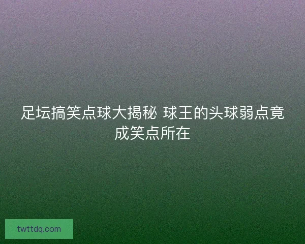 足坛搞笑点球大揭秘 球王的头球弱点竟成笑点所在