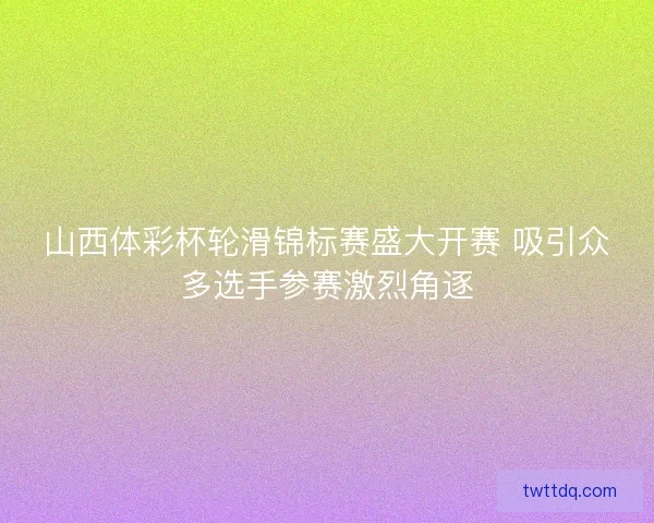 山西体彩杯轮滑锦标赛盛大开赛 吸引众多选手参赛激烈角逐